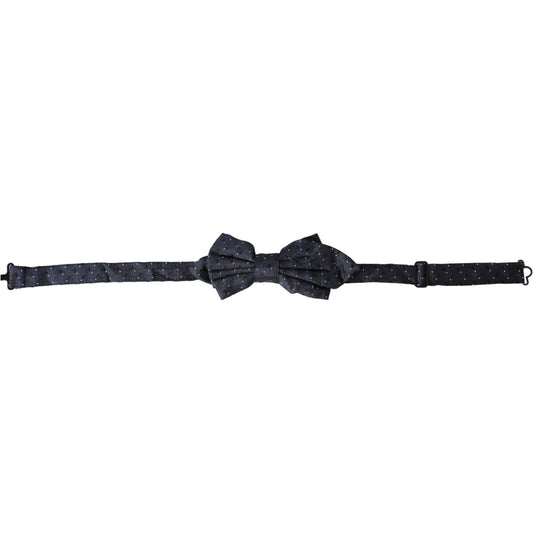 Dolce & Gabbana Navy Blue Silk Patterned Adjustable Men Papillon Bow Tie Dolce & Gabbana Dark Slate Gray
