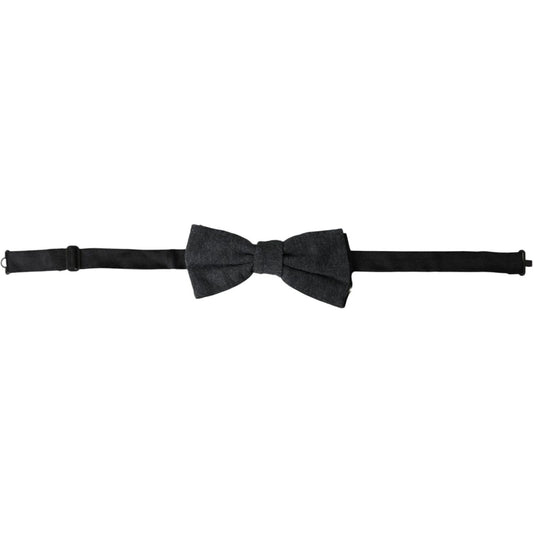 Dolce & Gabbana Dark Gray Silk Adjustable Neck Men Bow Tie Dolce & Gabbana Dark Slate Gray