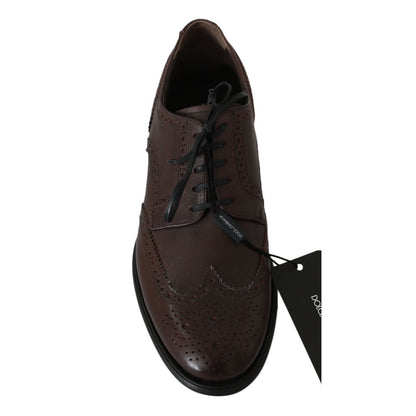 Dolce & Gabbana Brown Leather Brogue Derby Dress Shoes