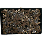 Dolce & Gabbana Black Velvet Gold Frame Clutch Evening Party Purse Bag BAG1582