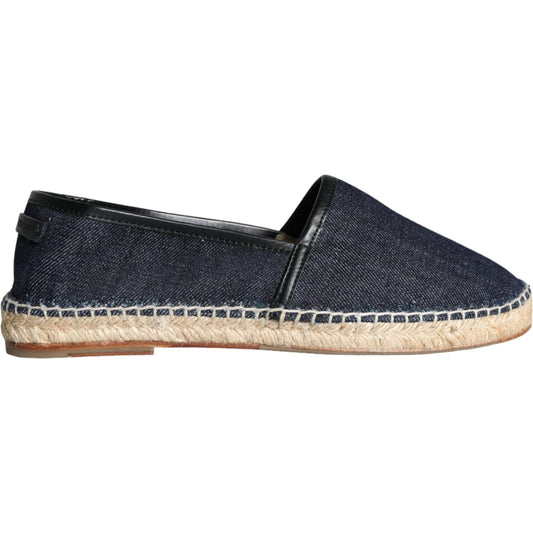 Dolce & Gabbana Blue Denim Cotton Leather Espadrilles Shoes Dolce & Gabbana Dark Slate Gray