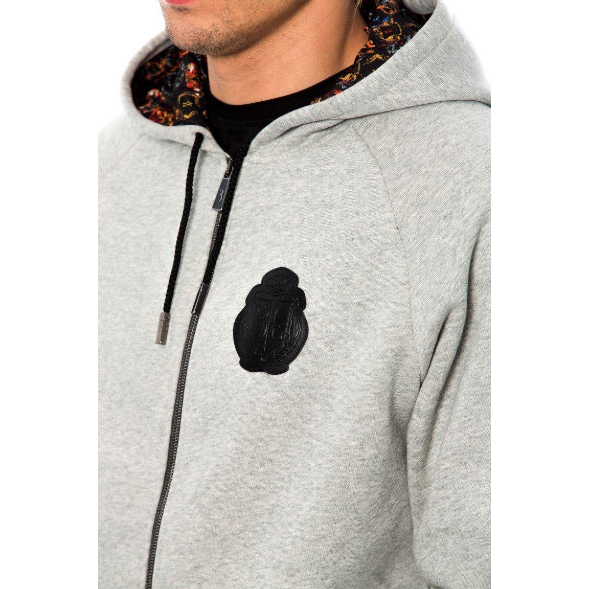 Billionaire Italian Couture Gray Cotton Hooded Sweatsuit