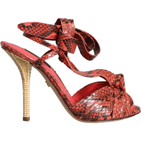 Dolce & Gabbana Coral Exotic Leather Heels Sandals Shoes Dolce & Gabbana Sienna