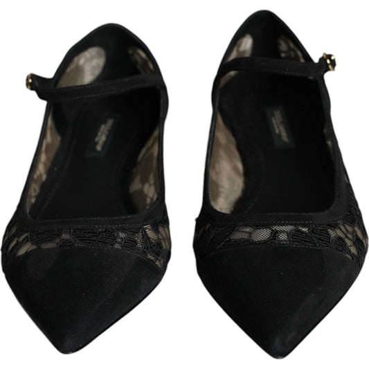 Dolce & Gabbana Black Taormina Lace Bellucci Flats Shoes Dolce & Gabbana Black