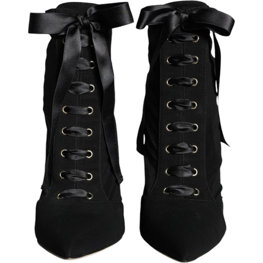 Dolce & Gabbana Black Jersey Stretch Ankle Booties Shoes Dolce & Gabbana Black