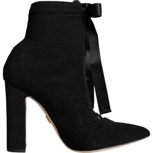 Dolce & Gabbana Black Jersey Stretch Ankle Booties Shoes Dolce & Gabbana Black