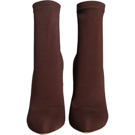 Dolce & Gabbana Brown Stiletto Heels Socks Ankle Boots Shoes Dolce & Gabbana Dark Slate Gray