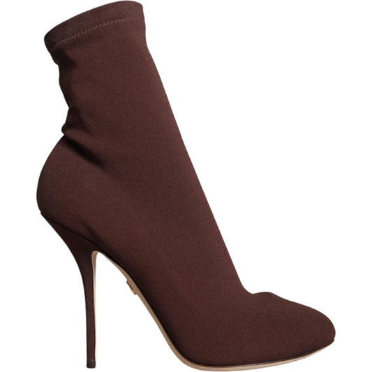 Dolce & Gabbana Brown Stiletto Heels Socks Ankle Boots Shoes Dolce & Gabbana Dark Slate Gray