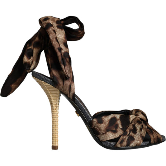 Dolce & Gabbana Brown Leopard Keira Heels Sandals Shoes Dolce & Gabbana Black