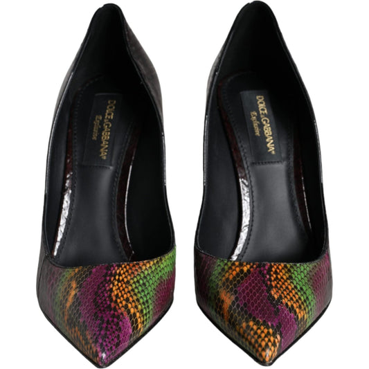 Dolce & Gabbana Multicolor Exotic Leather Heels Pumps Shoes Dolce & Gabbana Black