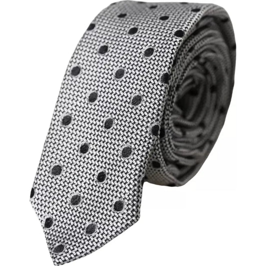 Dolce & Gabbana Black White Dot Fantasy Silk Adjustable Men Tie Dolce & Gabbana Dark Slate Gray