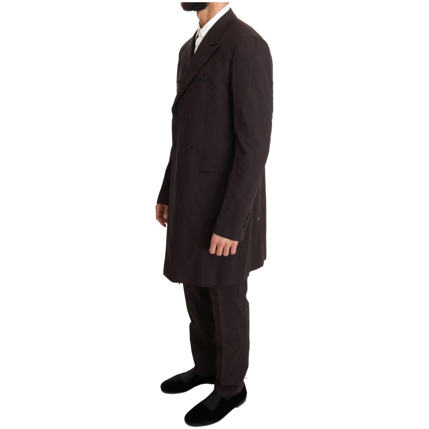 Dolce & Gabbana Bordeaux Wool Stretch Long 3 Piece Suit
