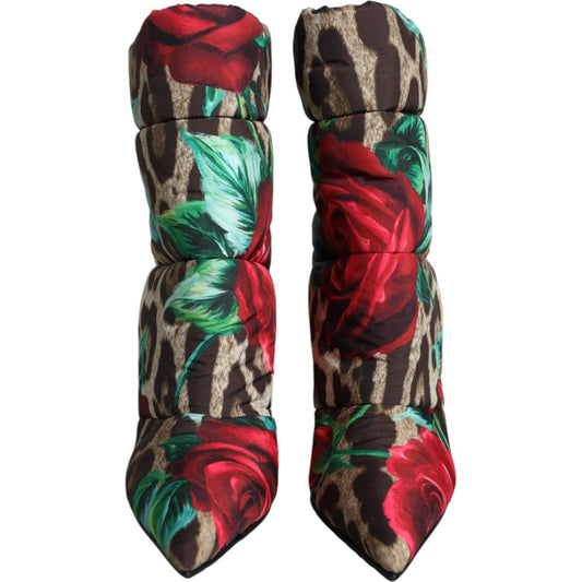 Dolce & Gabbana Multicolor Leopard Rose Mid Calf Boots Shoes Dolce & Gabbana Dark Slate Gray
