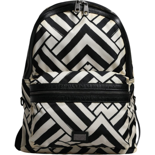 Dolce & Gabbana Black White Nylon Leather Travel Back Pack Bag Dolce & Gabbana Gray