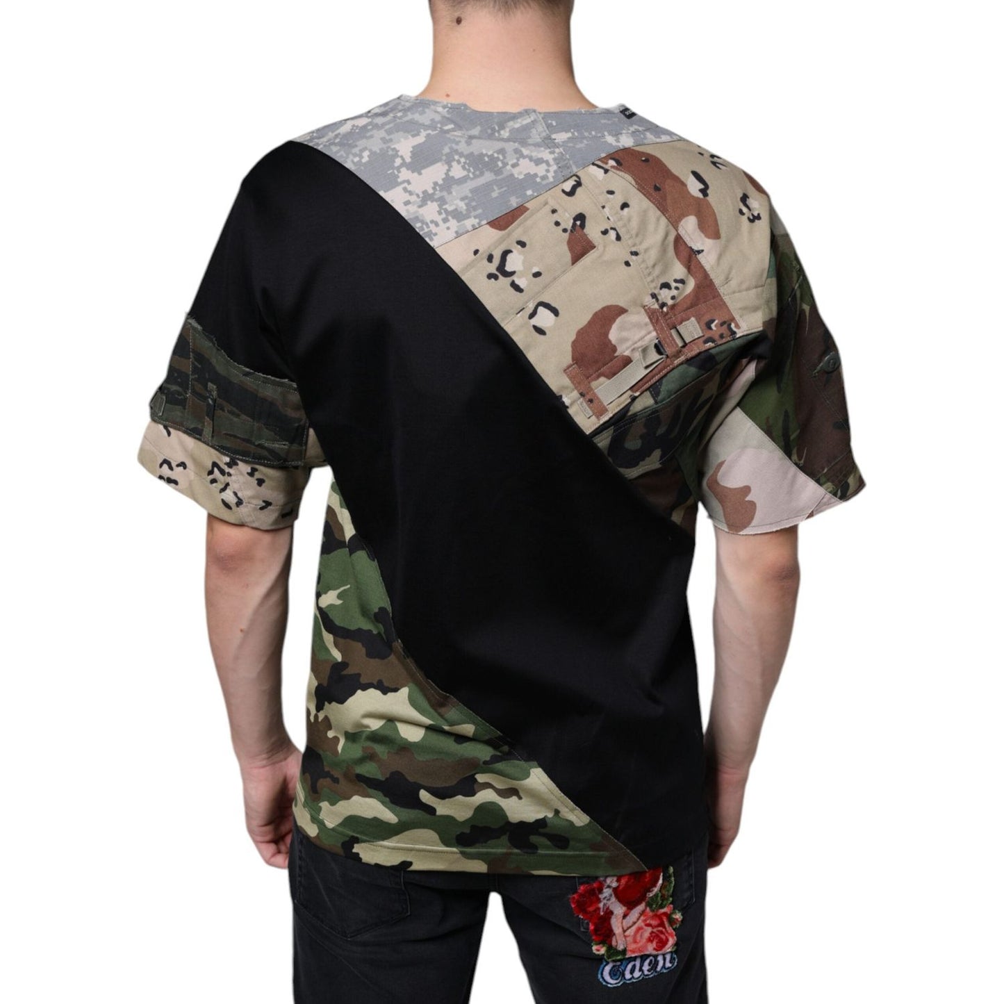 Dolce & Gabbana Multicolor Camouflage Patchwork DG Royal T-shirt