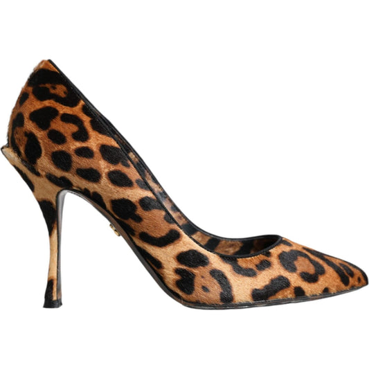 Dolce & Gabbana Brown Leopard Calf Hair Heels Pumps Shoes Dolce & Gabbana Dark Slate Gray