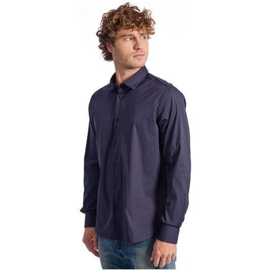 Baldinini Trend Blue Cotton Men Shirt Baldinini Trend Dark Slate Gray
