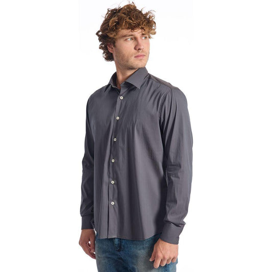 Baldinini Trend Gray Cotton Mens Shirt Baldinini Trend Dark Slate Gray