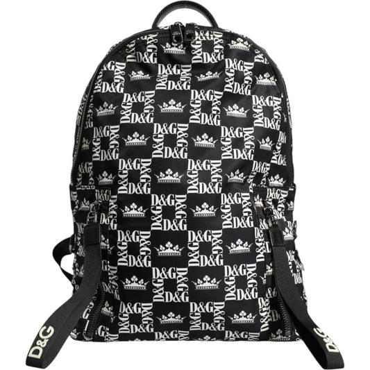 Dolce & Gabbana Black White DG Crown Logo Nylon Backpack Bag Dolce & Gabbana Light Gray