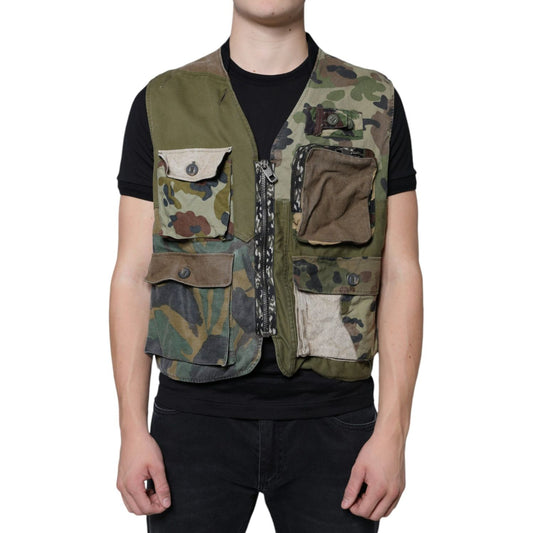 Dolce & Gabbana Multicolor Patchwork Sleeveless Vest Jacket Dolce & Gabbana Dark Slate Gray