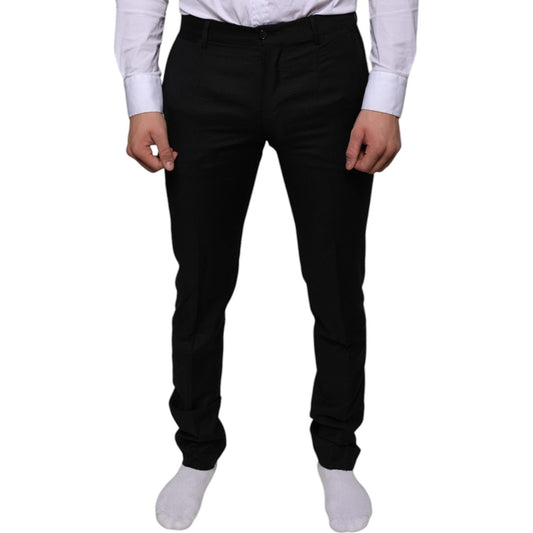 Dolce & Gabbana Black Wool Skinny Dress Formal Pants Dolce & Gabbana Black