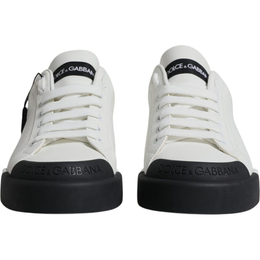 Dolce & Gabbana White Black Leather Logo Portofino Sneaker Shoes Dolce & Gabbana Dark Slate Gray