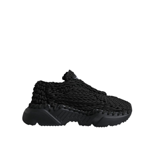 Dolce & Gabbana Black Knitted Daymaster Sneakers Shoes
