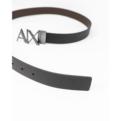 Armani Exchange Black Leather Regular Belt