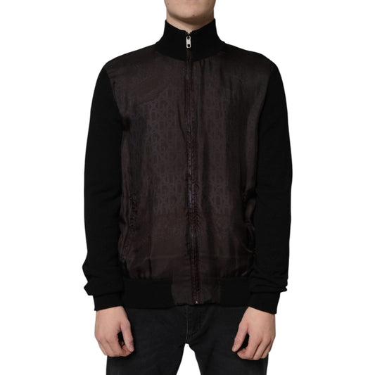 Dolce & Gabbana Black Logo Monogram Full Zip Bomber Jacket Dolce & Gabbana Black