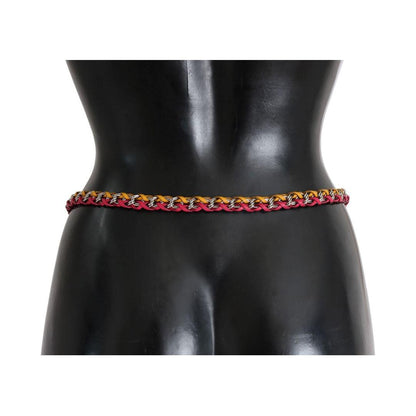 Dolce & Gabbana Red Yellow Leather Crystal Belt