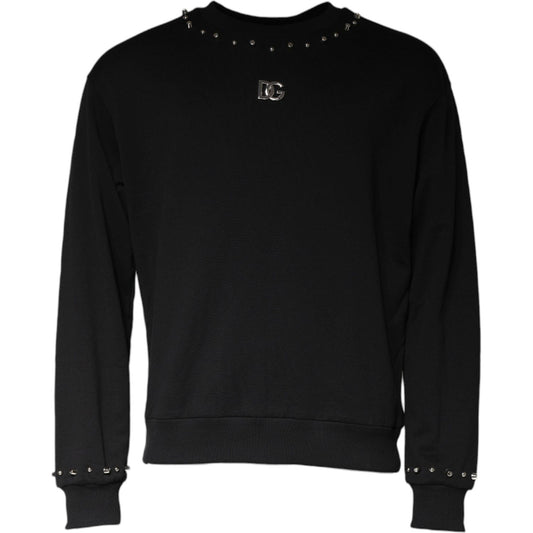 Dolce & Gabbana Black Logo Stud Pullover Sweatshirt Sweater Dolce & Gabbana Black