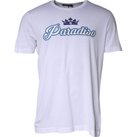 Dolce & Gabbana White Paradiso Cotton Shorts Sleeves T-shirt Dolce & Gabbana Light Gray
