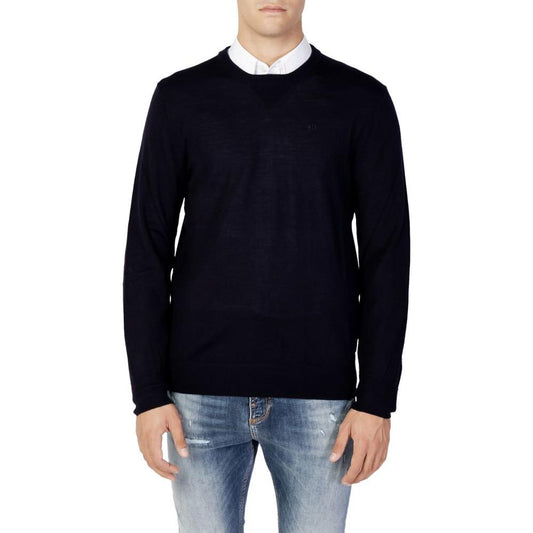 Armani Exchange Blue Wool T-Shirt Armani Exchange Dark Gray
