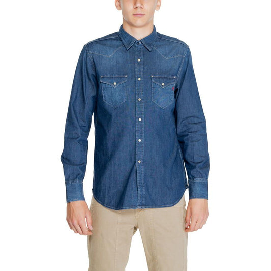 Replay Blue Cotton Shirt Replay Dark Slate Blue