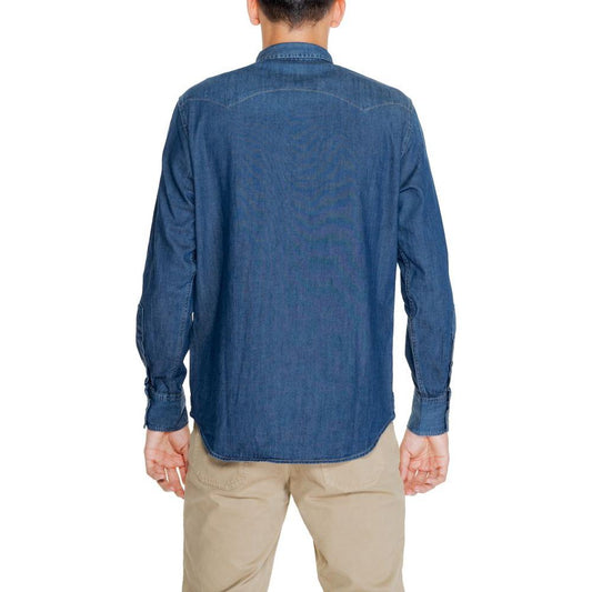 Replay Blue Cotton Shirt Replay Dark Slate Blue
