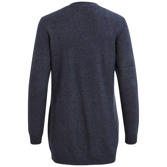 Vila Clothes Blue Viscose Cardigan Vila Clothes Dark Slate Gray