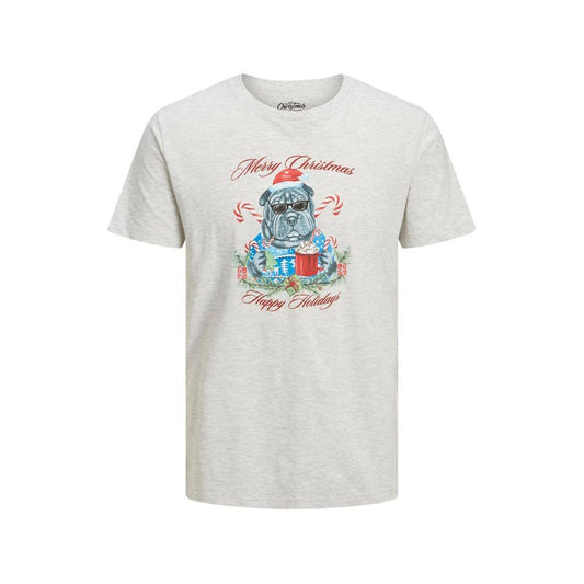 Jack Jones Gray Cotton T-Shirt Jack Jones Light Gray