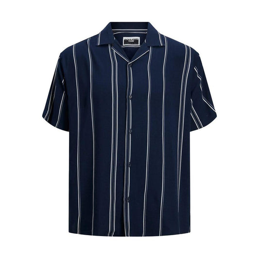 Jack Jones Blue Viscose Shirt Jack Jones Black