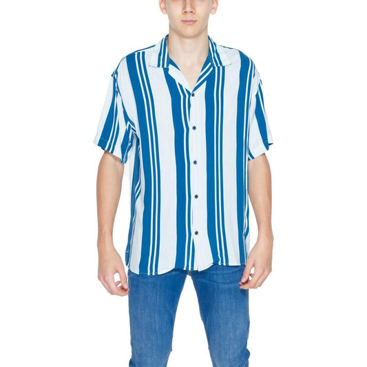 Jack Jones Blue Viscose Shirt Jack Jones Dark Cyan