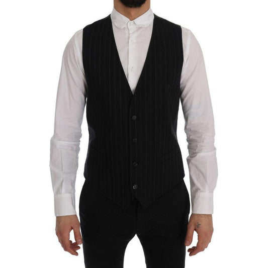 Dolce & Gabbana Black STAFF Cotton Striped Vest SIG60344-2