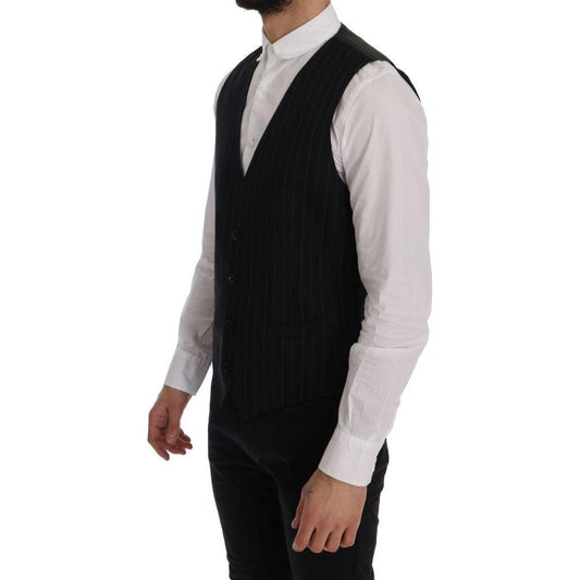Dolce & Gabbana Black STAFF Cotton Striped Vest SIG60344-2