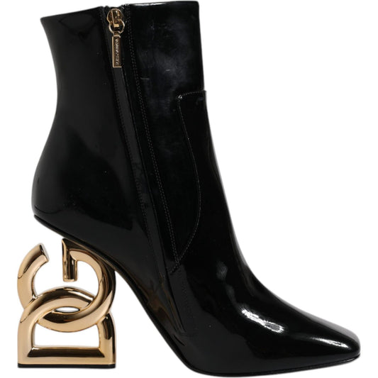 Dolce & Gabbana Black Jackie Leather Mid Calf Boots Shoes Dolce & Gabbana Black