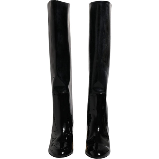 Dolce & Gabbana Black Patent Leather Vally High Boots Shoes Dolce & Gabbana Black