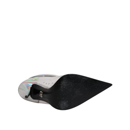 Dolce & Gabbana Silver Iridescent Pointed Short Boots Shoes