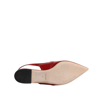 Dolce & Gabbana Red Leather Slingback Flats Sandals Shoes
