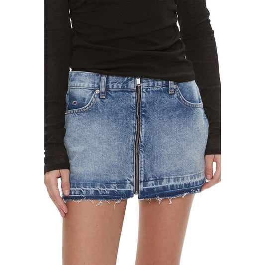 Tommy Hilfiger Jeans Blue Women's Miniskirt made of 100% recycled cotton for spring/summer collection.