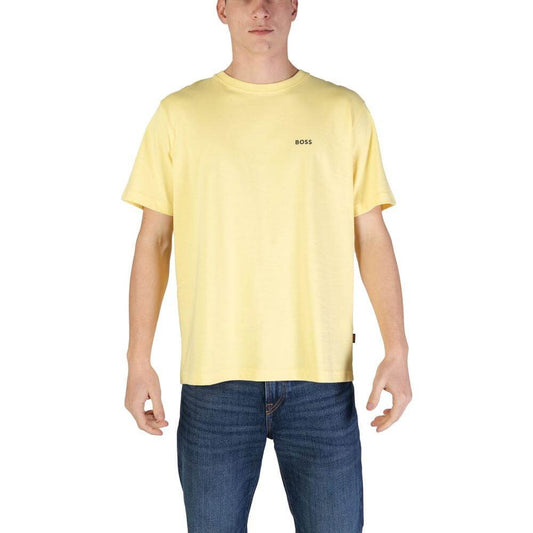 Hugo Boss Yellow Cotton T-Shirt Hugo Boss Wheat