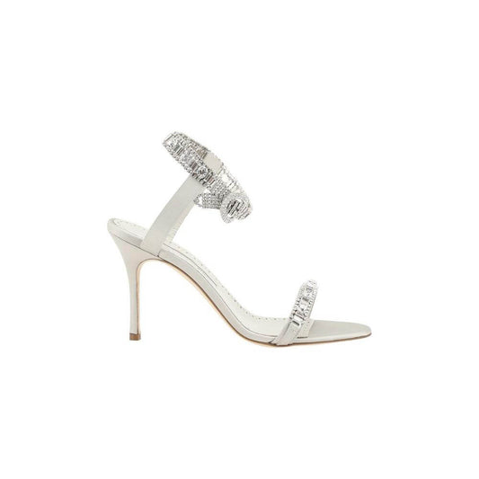 Manolo Blahnik Asasan Satin Sandals Manolo Blahnik Light Gray