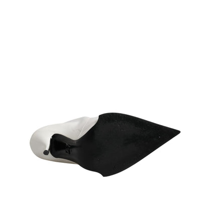 Dolce & Gabbana White Faux Pearl Leather Pointed Toe Ankle Boot Shoes