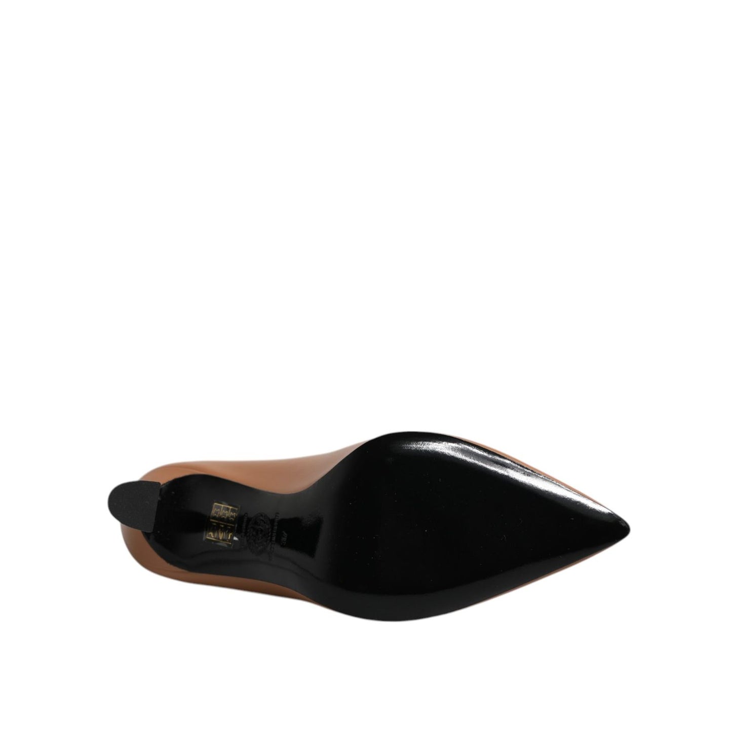 Versace Brown Leather Logo Plaque High Heels Pumps Shoes